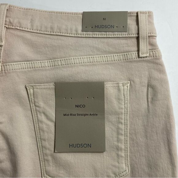 NWT Hudson Nico Mid-Rise Straight Ankle Jean with Slit Hem in Moonbeam Size 32 - Picture 9 of 13